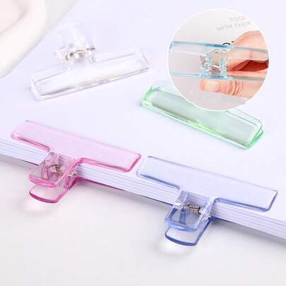 Transparent Acrylic Clip-On Student Stationery, Jelly Clip File Account Clip Long Tail Clip Multi-Function Photo Clip/Creative Office Stationery Exam Paper Clip Office Supplies Invoice Storage Clip School Supplies File Folder, Transparent Jelly Color Ins Small Clip Acrylic Exam Paper Long Tail Clip Bill Document Organizer Clip Office Crystal Clip