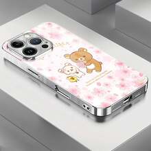 Estuche para teléfono con patrón de flor de cerezo de Rilakkuma Compatible con estuches para teléfonos ,  17,  16 Pro Max,  15 Pro Max,  13 y  12 Duradero, a prueba de golpes y elegante Una excelente opción para familiares, amigos, seres queridos, novios/novias y regalos de Navidad y Año Nuevo - Plateado - Ver 5