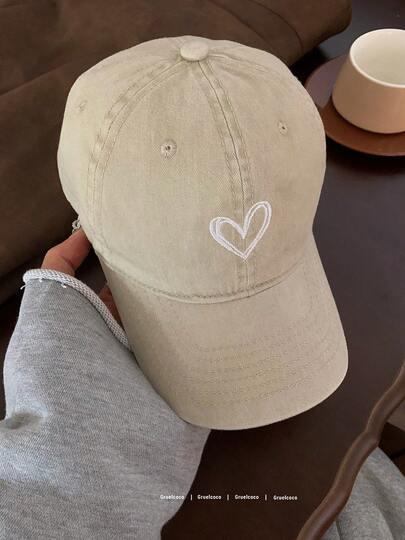 3pcs/Set Adjustable Women Baseball Cap With Heart Pattern, Suitable For Daily Life And Outdoor Sports