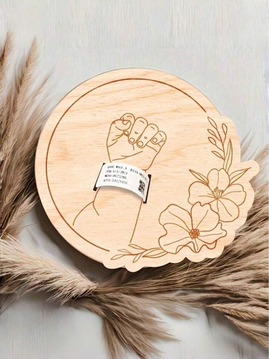 Newborn Hospital Bracelet, Customizable, Can Be Used As Keepsake, Personalized Baby Gift, Pregnancy Announcement, Birth Announcement, Laser-Cut Wooden Fiber Pregnancy Bracelet, Mother's Day And Father's Day Gift