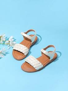 Minimalist Style Woven Casual Summer Sandals For Girl - White - View 1