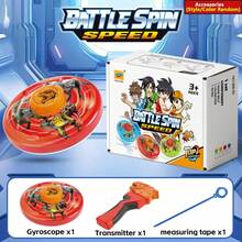 新款合金对战陀螺套装，带发射器和大号手柄，经典陀螺玩具，堆叠乐趣，竞技对战模式，男孩派对游戏，适合作为生日、圣诞节、新年礼物 - 紅色 - 查看 16