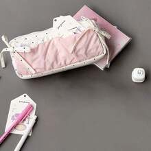 High Appearance, Simple, Niche, Cute, Polka Dot Pencil Case, Large Capacity Student Stationery Box, Makeup Storage Bag - 彩色 - 查看 4