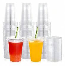 Tendencia100 Vasos Desechables De Plastico 16oz Con Tapa Popote Guppi TransparenteCalidad premium - Transparente - Ver 6