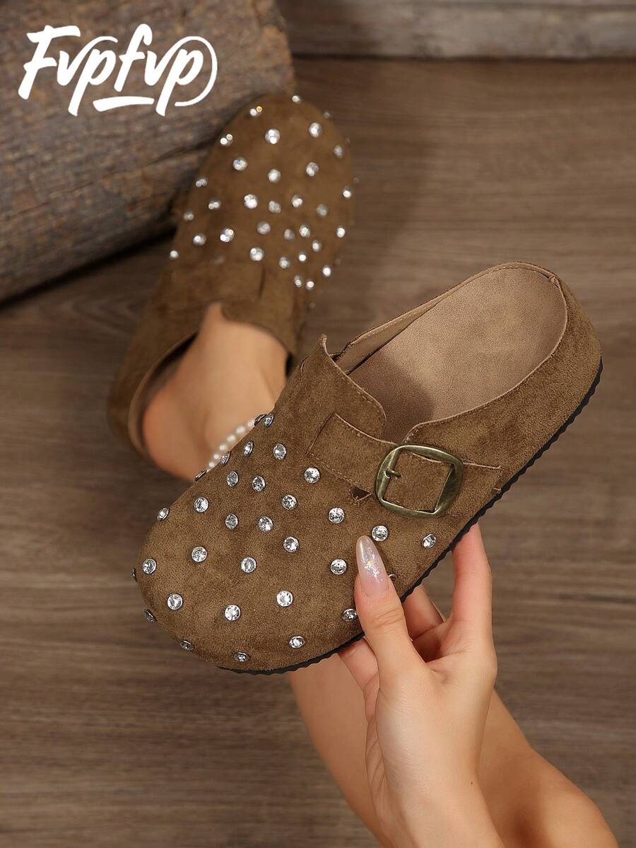 FVPFVP 2025春夏复古卡通女士拖鞋，软底，隐形坡跟，一脚蹬乐福鞋