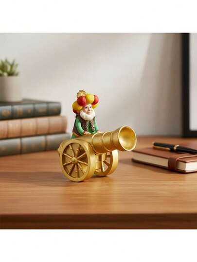 1 stuk creatief Midden-Oosters beeldje van een oude man met kanon, decoratie voor Eid al-Fitr