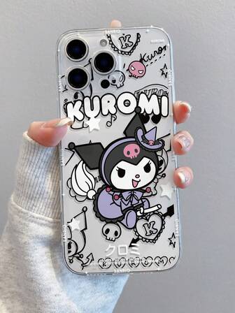 Sanrio 1 pieza Funda de teléfono transparente con diseño de niña de dibujos animados compatible con iPhone 17/13/14/15/16 PRO, cubierta protectora suave pintada a mano original, diseño antideslizante, regalo para la novia