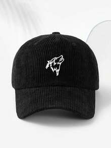 1pc Unisex Wolf Head Embroidery Corduroy Retro Style Soft Top Baseball Cap, Adjustable Circumference, Casual, Running, Sports, Vacation, Outdoor Activities, Enthusiasts Essential, Autumn/Winter - A - View 8