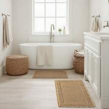 Alfombras de baño estilo gofre, estilo bohemio, antideslizantes, lavables, superabsorbentes, con base de goma ultrasuave para suelo, bañera y ducha, color marrón, 45 x 76 cm - Marrón - Ver 2