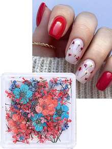 1盒彩色美甲花朵，鲜艳的满天星花瓣，盒装美甲装饰，DIY春季美甲装饰 - 彩色 - 查看 11