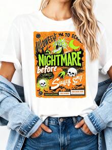 Vintage Nightmare Before Christmas T-Shirt T Shirt  Women Unisex Tshirt SY886-4 - White 5 - View 2
