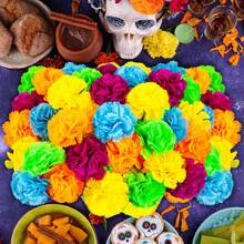 Tendencia100p Flor De Cempasuchil Artificial Decoracion Dia De MuertoCalidad premium - Verde - Ver 9