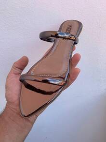 Women's Flat Sandals Leaf Toe Elegant Charming Tropical Beach Elegant Christmas Party College Vacation Elegant Basic Beach Casual Wedding Flat Beach Wedding School Vacation Party Home All Seasons - Véc ni bạc - Xem 3