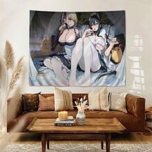 Gothic Loli Girl Anime Colorful Tapestry Wall Hanging Hippie Wall Hanging Bohemian Wall Tapestries Mandala Wall Hanging Sheets - trắng - Xem 1