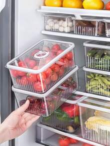 1/3pcs Rectangular Plastic Sealed Storage Box With Lid, Suitable For Refrigerator, Market Stall Display And Kitchen, Refrigerator Storage Box, Plastic Kitchen Storage Box, Transparent Airtight Food Container, Suitable For Vegetables And Fruits, Suitable For Holiday Parties, Valentine's Day And Other Occasions - Multicolor - View 1
