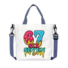 Foldable Reusable Grocery Shopping Bag, Polyester Material, Suitable For Travel And Commuting, Washable, Casual Style, Daily Carry, Joke Design, Sturdy Handle Structure, Small Canvas Bag, Small Pouch, Women Handbag, Student Bag - Multicolor - View 5