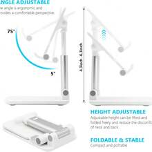 可折叠桌面手机支架，便携，兼容手机、iPad 及各种设备，适合作为生日礼物/送给家人/朋友的手机支架，手机配件，多种颜色可选，兼容 、安卓手机，生日礼物，送给家人、朋友的礼物，承重力强。 - 白色 - 查看 6