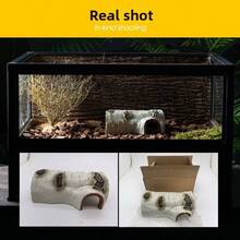 1个树脂爬行动物躲藏洞穴，多入口玻璃缸装饰，适用于壁虎、蜥蜴、蛇，有助于蜕皮 - 彩色 - 查看 7