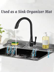 [Delivery Within 2-7 Days In The United States]1pc Silicone Water Drain Mat Kitchen/ Bathroom Sink Splash Guard Anti-Slip Surface Pad/ Rack ,Silicone Kitchen Sink Tray With Drainage Spout, Kitchen Faucet Sink Splash Guard, Silicone Faucet Water Catcher Mat, Sink Draining Pad Behind Faucet, Rubber Drying Mat, For Kitchen & Bathroom Countertop Protect, Kitchen Supplies, Bathroom Accessories, Kitchen Organizer, Household Kitchen & Bathroom Accessory ﻿24 Inch Faucet Mat For Kitchen Sink Splash Guard Behind Faucet, Sink Protectors For Kitchen Sink Faucet Mat Splash Guard For Kitchen Sink Area, Longer Silicone Faucet Guard & Draining Mat, Grey Dorm Room Essentials College Storage - Nhiều màu - Xem 9