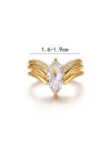 3pcs/Set European & American Fashion Marquise Cut Rhinestone Wing Stackable Rings, Suitable For Proposal, Anniversary, Holiday Gifts - Multicolor - View 3