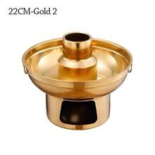 Olla caliente duradera de 20/22 cm de acero inoxidable, estufa gruesa con doble asa, utensilios de cocina para el hogar - 22CM-Oro 2 - Ver 7