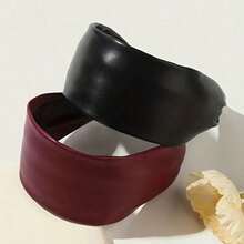 1 Piece Solid Color Casual Elegant Leather PU Headband, Four Seasons Fashion Hair Accessories, Retro Leather Headband Women's Wide Edge Headband New Hairpin High-End Headgear - 紅色 - 查看 5