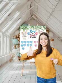Gender Reveal Party Poster, Baby Shower Decorations, Suitable For Boy Or Girl, Anniversary Gift, Birthday Party Decor, Wedding Gift, Bridal Shower Voting Poster - Shape - View 3