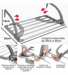 TendenciaTendedero Plegable Ropa Antepechos De Ventanas Y BañosCalidad premium - Gris - Ver 2