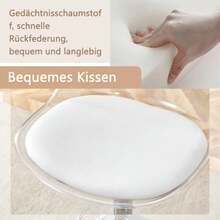 Set Of 2 Modern, Adjustable Bar Stools With Transparent Plastic Backrests, Faux Leather Seats, And Silver Metal Legs. Height-Adjustable And 360° Swivel, They Are Suitable For Kitchens And Bistros. - Transparent + Silver - View 9