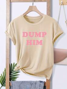 [Sporty T-Shirt]Dump Him Pink Vintage Style Fashion Simple Fresh Floral Print Pattern Spring Summer Round Neck Short Sleeve Women'S Casual Sports T-Shirt |   Relaxed Fit |   Plus Size - trắng - Xem 8