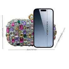 Modische, Bunte Clutch-Tasche mit Kristallnieten, glänzende Abendtasche für Partys, mit Strass verzierte Abendkleid-Handtasche - Verschiedenfarbig - Übersicht 5