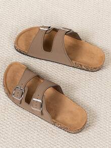 Men's Comfortable Retro Open-Toe Slide Sandals - Breathable, Non-Slip, PVC Outsole, Adjustable Strap, Casual Walking Shoes - Suitable For Indoor And Outdoor Use - Brown - View 5