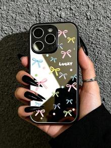 1pc Cute Colorful Bow Pattern Print Mirror Acrylic Anti-Fall Phone Case Compatible With 13/11/17/17pro/16/14/15/15pro/15 Plus/15 Promax/7plus/8plus/X/Xs Max/Xr/11pro/12pro/13pro/14pro/12mini/13mini/11promax/12promax/13promax/14promax/14plus/17pro Max/17Air/6/6s Plus/7/8/16Pro/16plus/16promax/Se2/17promax&Compatible With Galaxy/A54/A14/A12/A13/A15/A32/A33/A24/A52S/S20/S21/S22/S23/S24/S23Plus/S24ultra/S25/A15/A33/A23.Holiday Phone Accessories.Silicone Phone Case Case For 17 Pro Max Pink Christmas Funda Para Gifts Cover De Anime Mobile Phone Case Fundas Family Cover 17 Pro Max - 彩色 - 查看 2