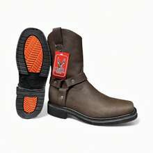 BOTAS VAQUERAS PUNTA CHATA ARGOLLA SUELA COSIDO WELT GOODYEAR PIEL BOVINA - Marrón Chocolate - Ver 5