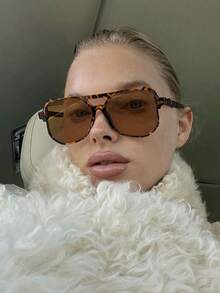 1副女士双梁飞行员时尚眼镜，复古玳瑁框，轻便，适合海滩派对，带眼镜盒 - 彩色 - 查看 3