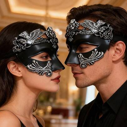 أقنعة كرنفال للأزواج، أقنعة رومانية إغريقية، أقنعة فينيسية نصف الوجه، مناسبة لحفلات الكرنفال وعيد الهالوين وحفلات الأزياء والأعياد الميلادية والحفلات الليلية وعروض الأزياء، أقنعة بلاستيكية ABS بألوان سادة