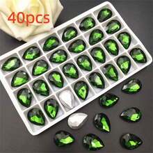 40pcs 1.0cm/0.39inch And 1.4cm/0.55inch Teardrop Colored Rhinestone Transparent Glass Diamond Shaped Silver-Plated DIY Rhinestone Accessory For DIY Nail Art, Clothing, Shoes And Jewelry Making.