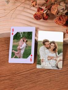 Personalized Custom Photo & Text Playing Cards, Valentine's Day Gift, Custom Couple Photo Poker Set, Romantic Valentine's Present, Custom Name Date Playing Cards, Entertainment Accessory, Multi-Functional, Highly Decorative, Reusable, Exquisite & Stylish, High-Quality, Colorful, Modern, Customizable, Personalized, Unique, Ideal Gift For Lover/Partner - Multicolor - View 18