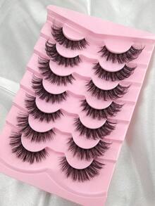 HINARIN 7 Pairs False Lashes Natural Look Faux Mink Lashes Fluffy Fake Eyelashes Perfect Curl 6D Layered Cat Eye Lash Wispy False Eyelashes - Fluffy Lashes - View 6