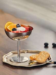 1/2/4/6/12 Pcs Stainless Steel Ice Cream Cups And Dessert Bowls - Round Base Pudding Trays, Salad/Fruit/Yogurt/Snack/Candy Plates, Suitable For Party/Wedding/Gathering/Ramadan - Silver - View 6