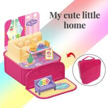一套魔法游戏屋DIY组装套装，迷你多场景口袋旅行玩具，培养儿童技能，适合3-7岁女孩，可收藏，生日/节日/派对/情人节/开斋节的完美礼物