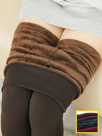 Färgglada tjocka, varma leggings för kvinnor, mysiga fleecefodrade smala byxor, tight passform som smickrar benkurvor, moderiktiga och mångsidiga, kan bäras direkt, lämpliga för vardag, fest, presenter och andra tillfällen