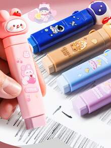 Cartoon Eraser Refills, Push-Type, Replaceable, Low-Dust Correction Tool, Suitable For Office And School