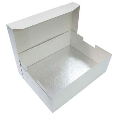 16 X 12 406 X 304mm Cake Board Amp White Cake Box Combo, Oblong Silver Fern Cake Drum With Matching Box, 0.5 13mm Thick, Rectangular Cake Transport, Single Pack 16 Rectangle