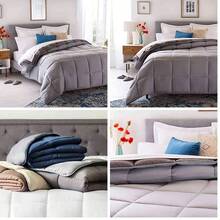 Leoon Linenspa - Edredn Acolchado de Plumn Alternativo - Queen - Microfibra Suave e Hipoalergnica - salo Solo o con Funda - Reversible - Toda Estacin -  con Gris Obscuro - queen+negro / gris obscuro - Ver 14