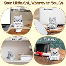 1件充满正能量的钩针编织猫咪摆件，圣诞节礼物，送给爱猫人士的温馨小礼物，送给女士、男士、母亲、父亲的礼物，生日礼物，情人节礼物，可爱主题装饰品 - 彩色 - 查看 5