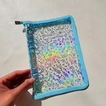 A5 Colorful Star-Shaped Zipper Binder, Can Be Used As File Folder, Stamp Book, Sticker Book, Pencil Case, Also Suitable For Photo Album, Savings Plan, Diary, File Organization, Budget Binder, Planner, Planner Inserts, Made Of PVC Material - Multicolor - View 14