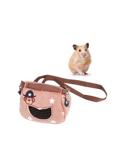 Transportador para Mascotas, Pequeñas de Franela Rosa, Bolso Portátil Transpirable para Hámster, Cobayo y Ardilla, Tamaños M con Ventana de Malla,37543795
