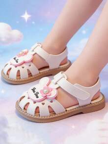 1 Pair Kids Closed Toe Sandals, Cartoon Toddler Shoes, Soft Non-Slip Beach Shoes, Quick Dry & Fashionable, Suitable For Beach And Outdoor Activities, Adjustable Hook And Loop Closure, Cute Style For Summer