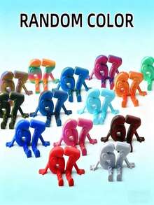 3D打印67数字摆件，关节可活动，可摆出各种姿势，创意时尚装饰品，圣诞摆件，趣味桌面摆件，收藏品，适合客厅、卧室、办公室等场所，完美的节日礼物 - 彩色 - 查看 6